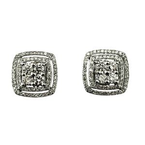 10 Karat White Gold Diamond Cluster Earrings #21980